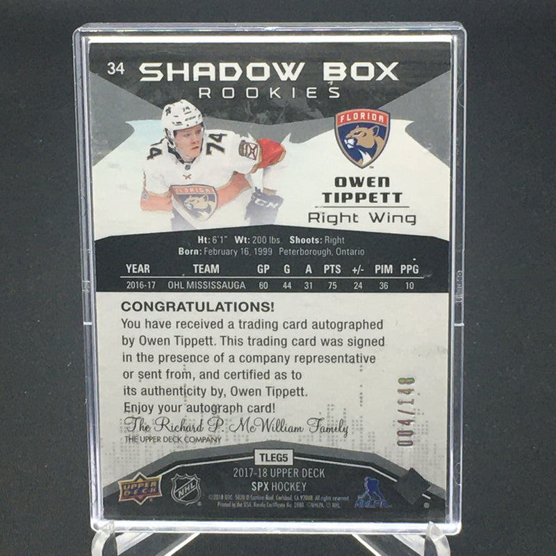 2017 UPPER DECK SPX - SHADOW BOX ROOKIES - O. TIPPET - #34 - #'D/148 - AUTOGRAPH