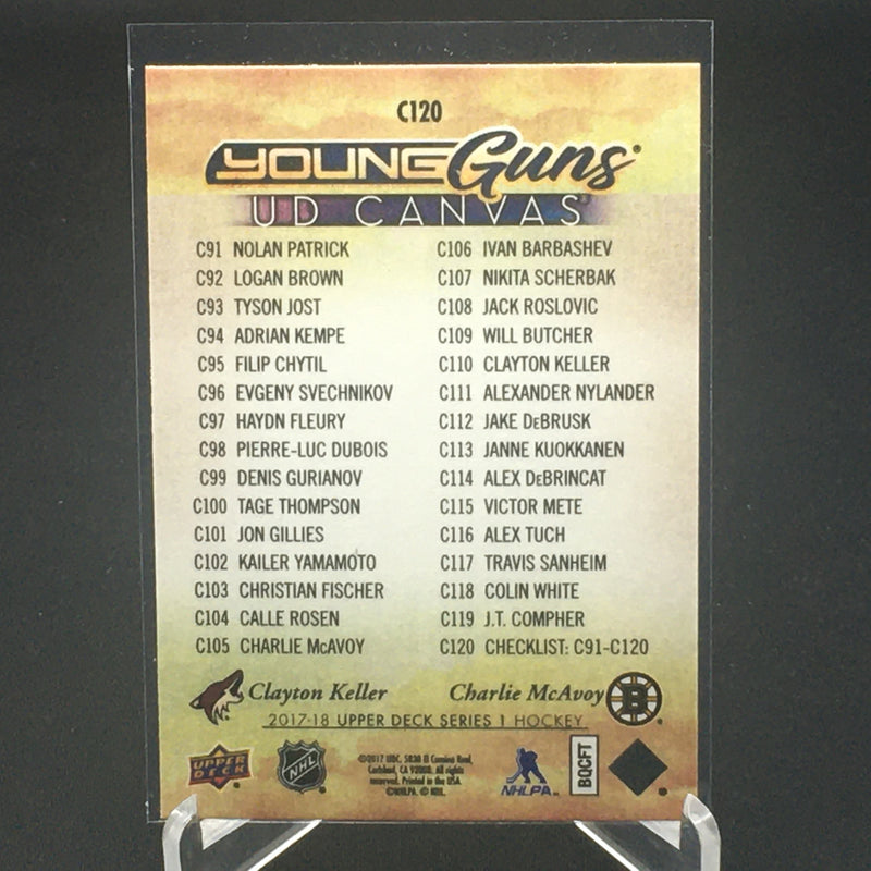 2017 UPPER DECK SERIES ONE - UD CANVAS - YOUNG GUNS CHECKLIST - C. KELLER/ C. MCAVOY -