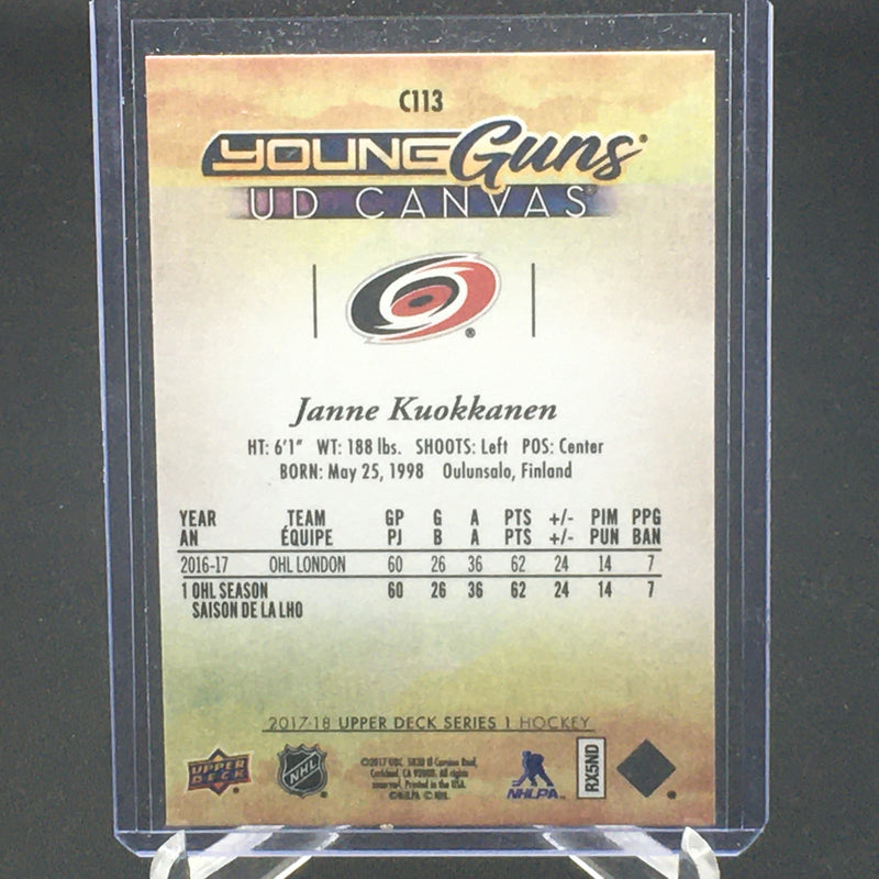 2017 UPPER DECK SERIES ONE - UD CANVAS - YOUNG GUNS - J. KUOKKANEN -