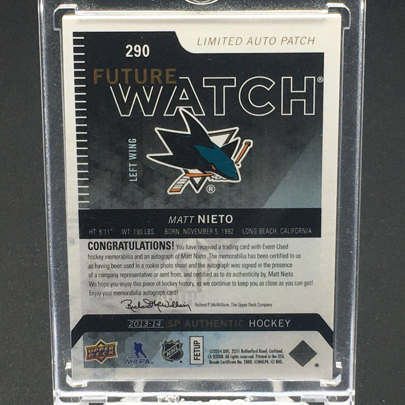 2013 UPPER DECK SP AUTHENTIC - FUTURE WATCH - LIMITED AUTO PATCH - M. NIETO - #290 - #'D/100 - PATCH - AUTOGRAPH - RC