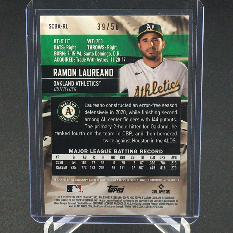 2021 TOPPS STADIUM CLUB - RED - R. LAUREANO - #SCBA-RL - #'D/50 - AUTOGRAPH