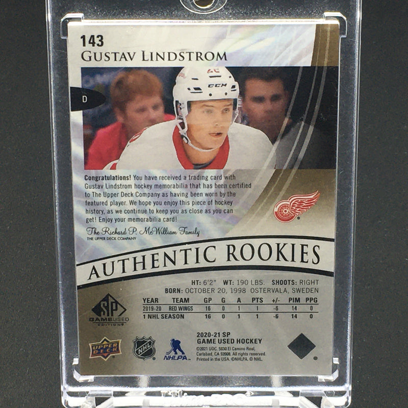 2020 UPPER DECK SP GAME USED - AUTHENTIC ROOKIES - G. LINDSTROM - #143 - #'D/65 - RELIC