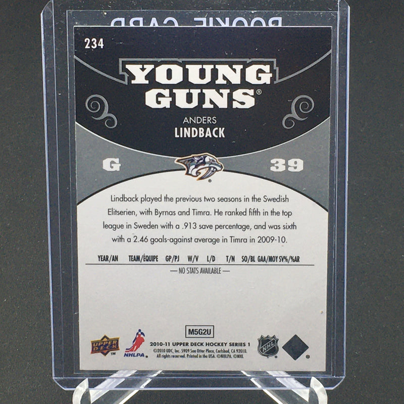 2010 UPPER DECK SERIES ONE - YOUNG GUNS - A. LINDBACK -