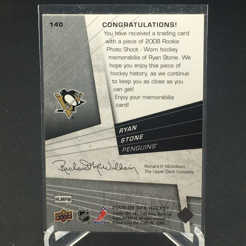 2008 UPPER DECK SPX - SPX ROOKIES - R. STONE - #140 - #'D/1299 - JERSEY RELIC - RC