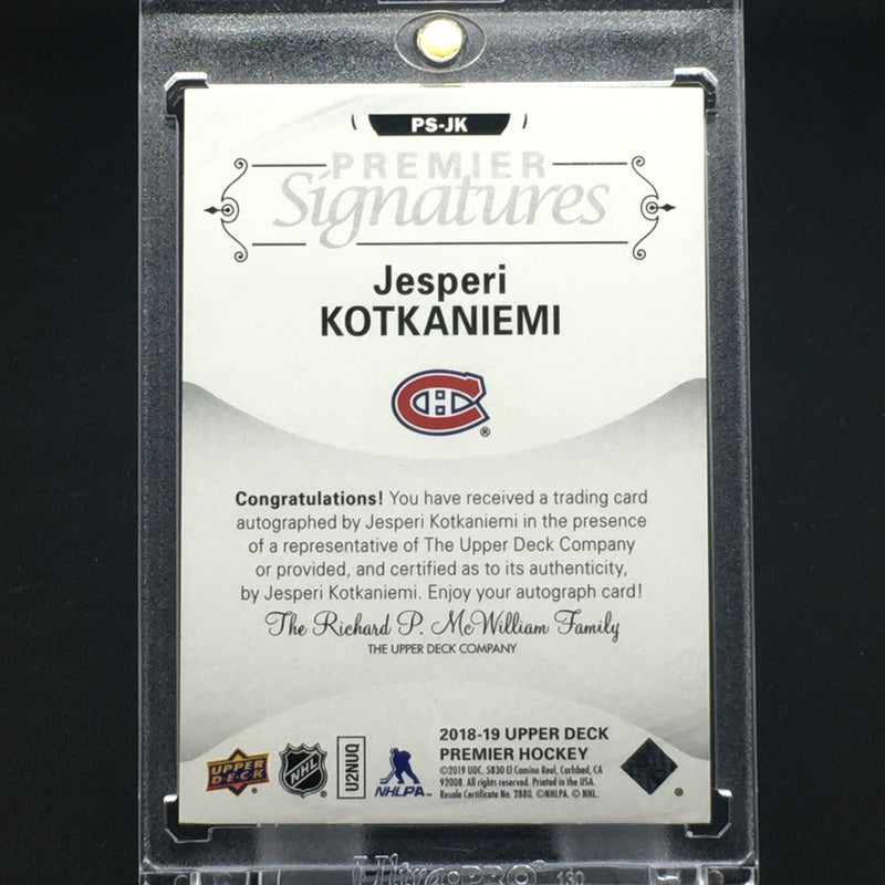 2018 UPPER DECK PREMIER - PREMIER SIGNATURES - J. KOTKANIEMI -