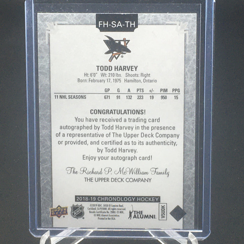 2018 UPPER DECK CHRONOLOGY - FRANCHISE HISTORY - T. HARVEY -
