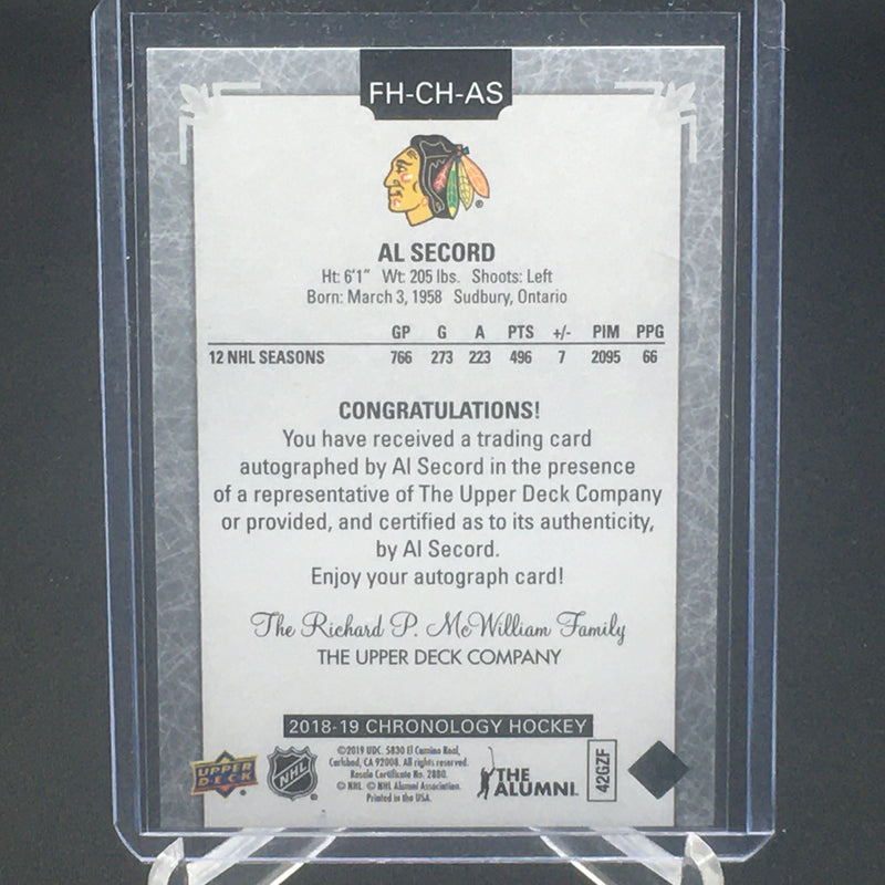 2018 UPPER DECK CHRONOLOGY - FRANCHISE HISTORY - A. SECORD -
