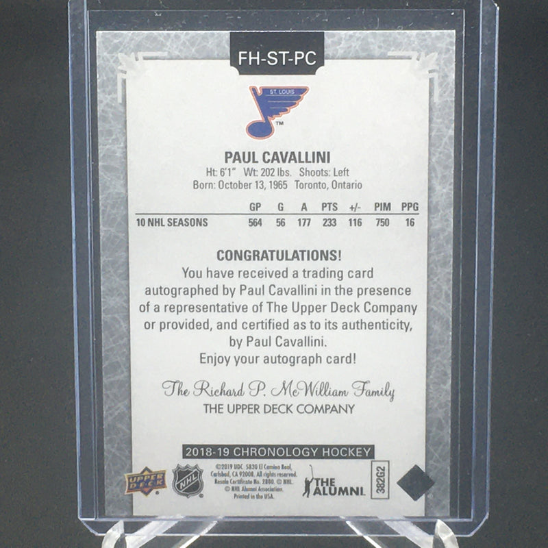 2018 UPPER DECK CHRONOLOGY - FRANCHISE HISTORY - P. CAVALLINI -