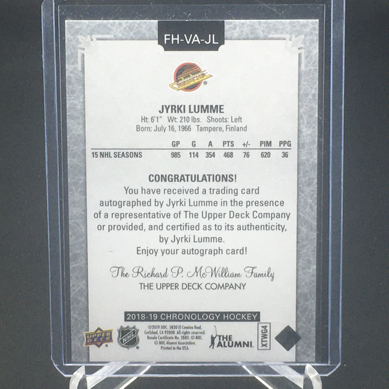 2018 UPPER DECK CHRONOLOGY - FRANCHISE HISTORY - J. LUMME -