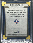 2019 TOPPS MUSEUM COLLECTION - ARCHIVAL AUTOGRAPH - J. GONZALES - #AA-JG - #'D/25 - AUTOGRAPH