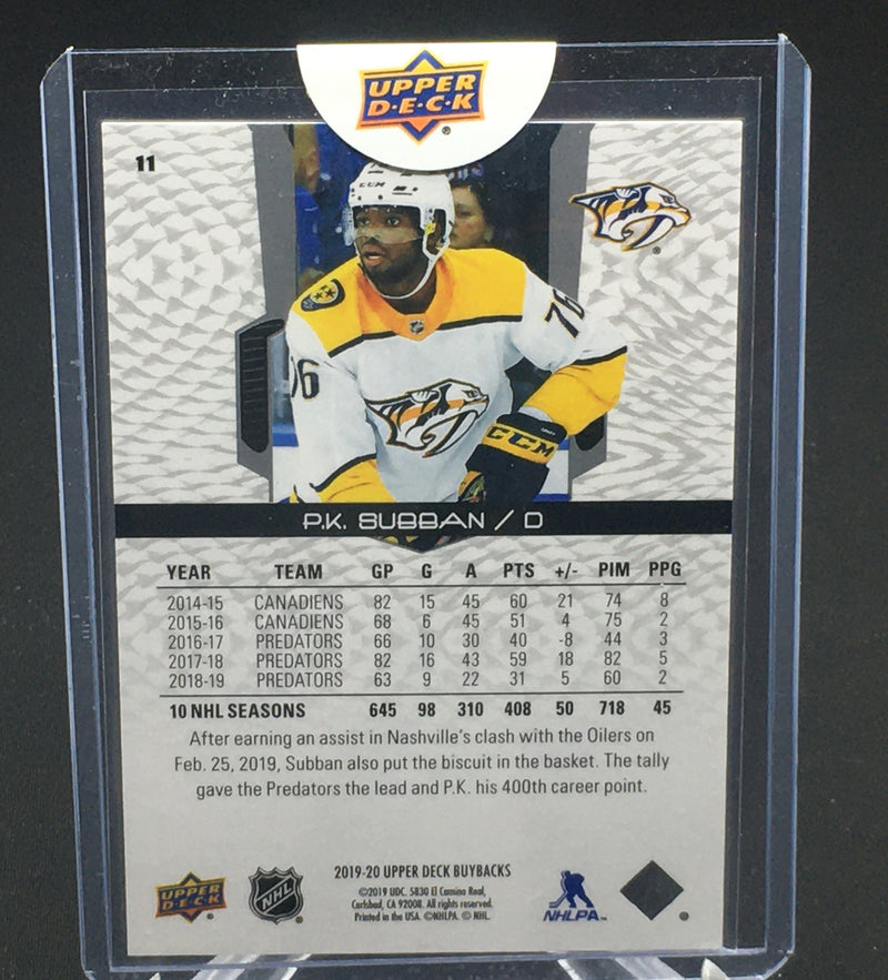 2019 UPPER DECK BUYBACKS - P. SUBBAN - #11 - #'D/199