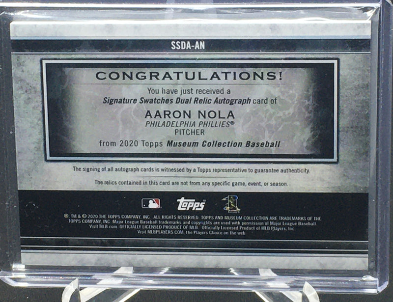 2020 TOPPS MUSEUM COLLECTION - SIGNATURE SWATCHES DUAL RELIC - A. NOLA - #SSDA-AN - #'D/99 - AUTOGRAPH - RC