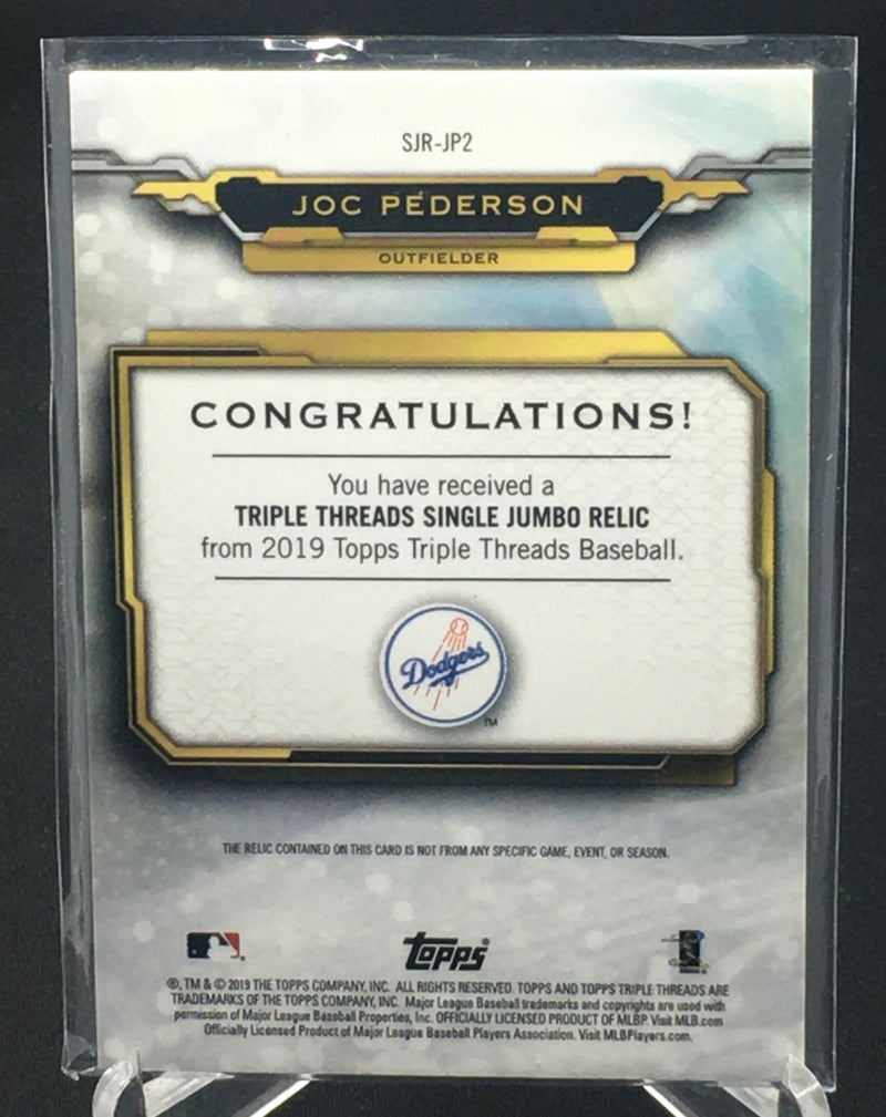 2019 TOPPS TRIPLE THREADS - SINGLE JUMBO RELIC - J. PEDERSON - #SJR-JP2 - #'D/27 - JERSEY