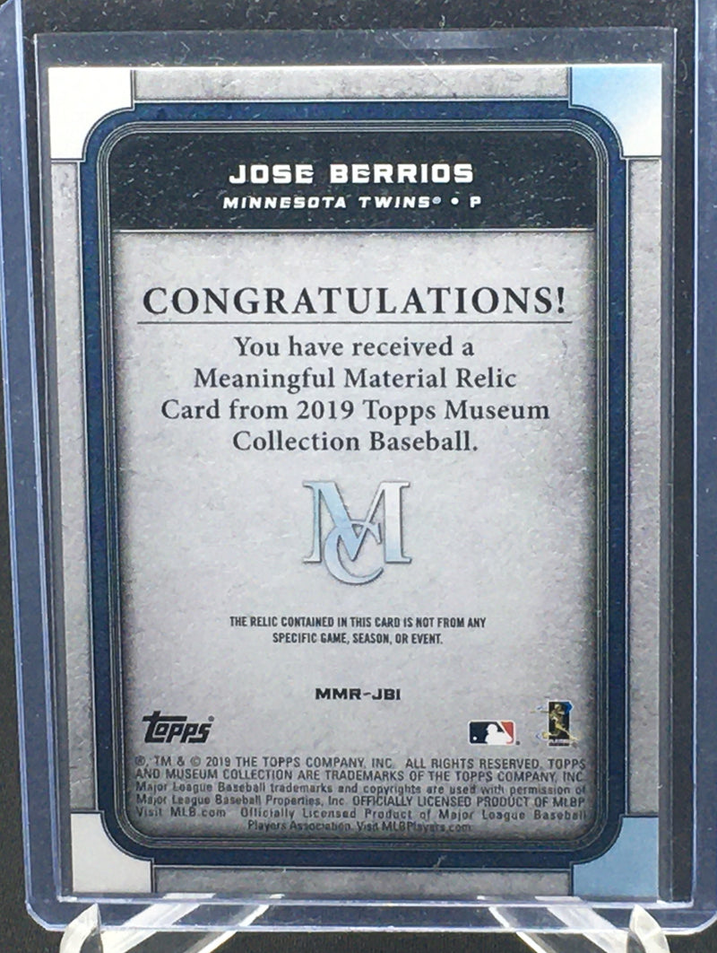 2019 TOPPS MUSEUM COLLECTION - MEANINGFUL MATERIAL - J. BERRIOS - #MMR-JB1 - #'D/50