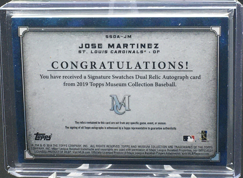 2019 TOPPS MUSEUM COLLECTION - SIGNATURE SWATCHES DUAL RELIC - J. MARTINEZ - #SSDA-JM - #'D/299 - AUTOGRAPH - JERSEY