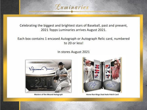 2021 TOPPS LUMINARIES BASEBALL HOBBY BOX
