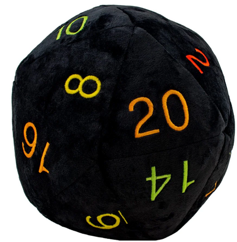 ULTRA PRO D20 NOVELTY PLUSH - BLACK W/ RAINBOW NUMBERS